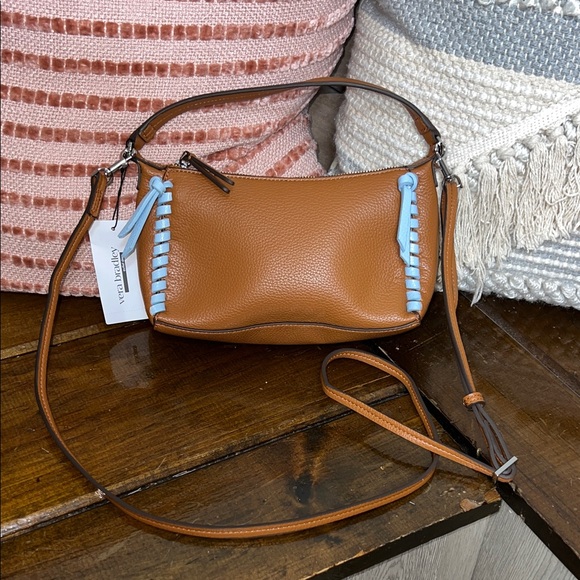 Vera Bradley Handbags - NWT Vera Bradley Mini Slouchy Crossbody Bag Roasted‎ Pecan and Cerulean- OS